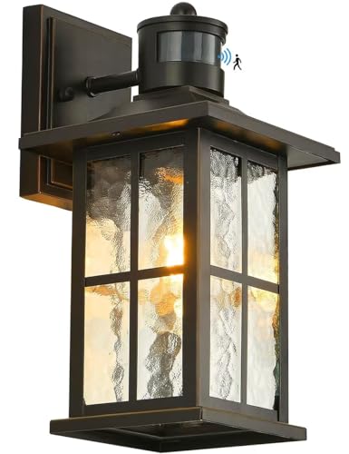 Outdoor Wall Light with Water Ripple Glass Shade