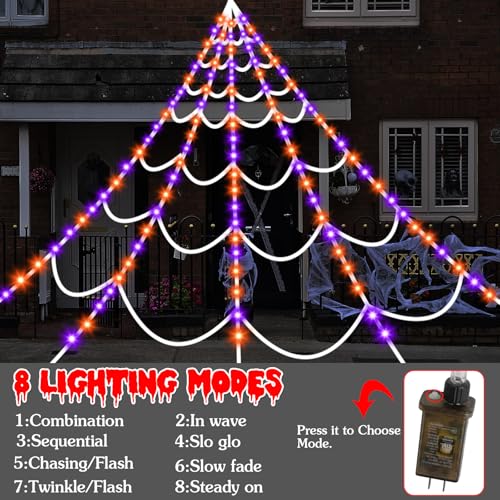 Halloween Decorations Outdoor Spider Web (Purple, Orange)