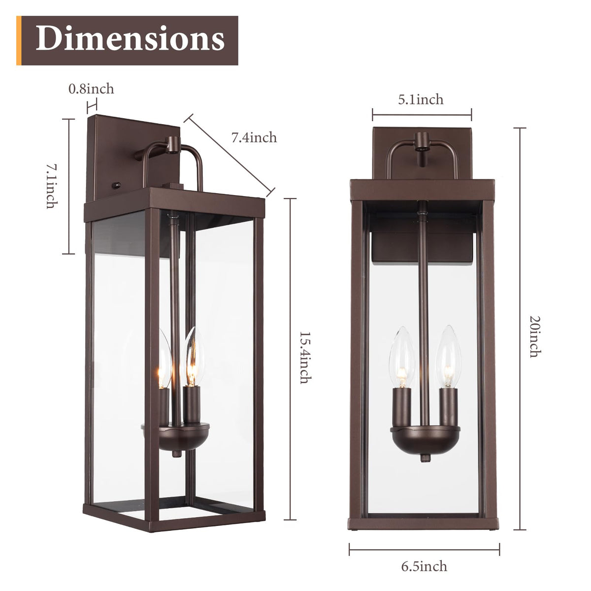 Outdoor Wall Sconce Lights (Oil-Rubbed Bronze / Medium-2 Pack)