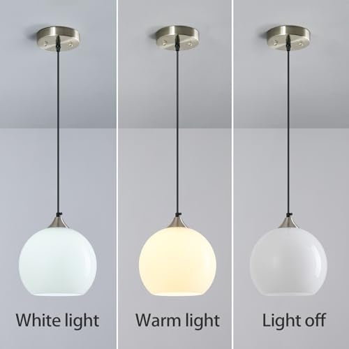 White Pendant Lights Kitchen Island 3 Pack (Milky White / M - 7.87 in)