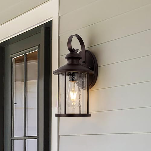 13.75" Bronze Vintage Farmhouse Round Outdoor Wall Light 2 Pack (Bronze / 2 Pack H13.75")