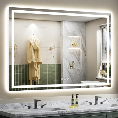 66x40 Inch LED Bathroom Mirror with Lights (Backlit+front Lit / 66"L x 40"W)