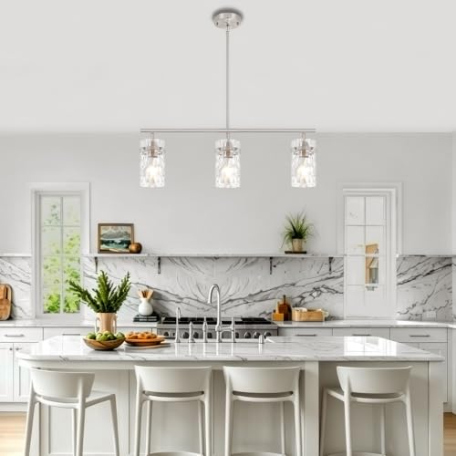 29.52" Brushed Nickel Linear Chandelier Kitchen Dining Room Island Lights (3-Light Brushed Nickel)