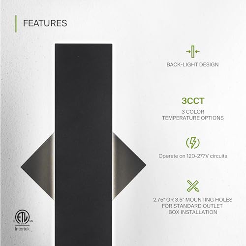 18" LED Linear Wall Sconce 2 Pack (Black)