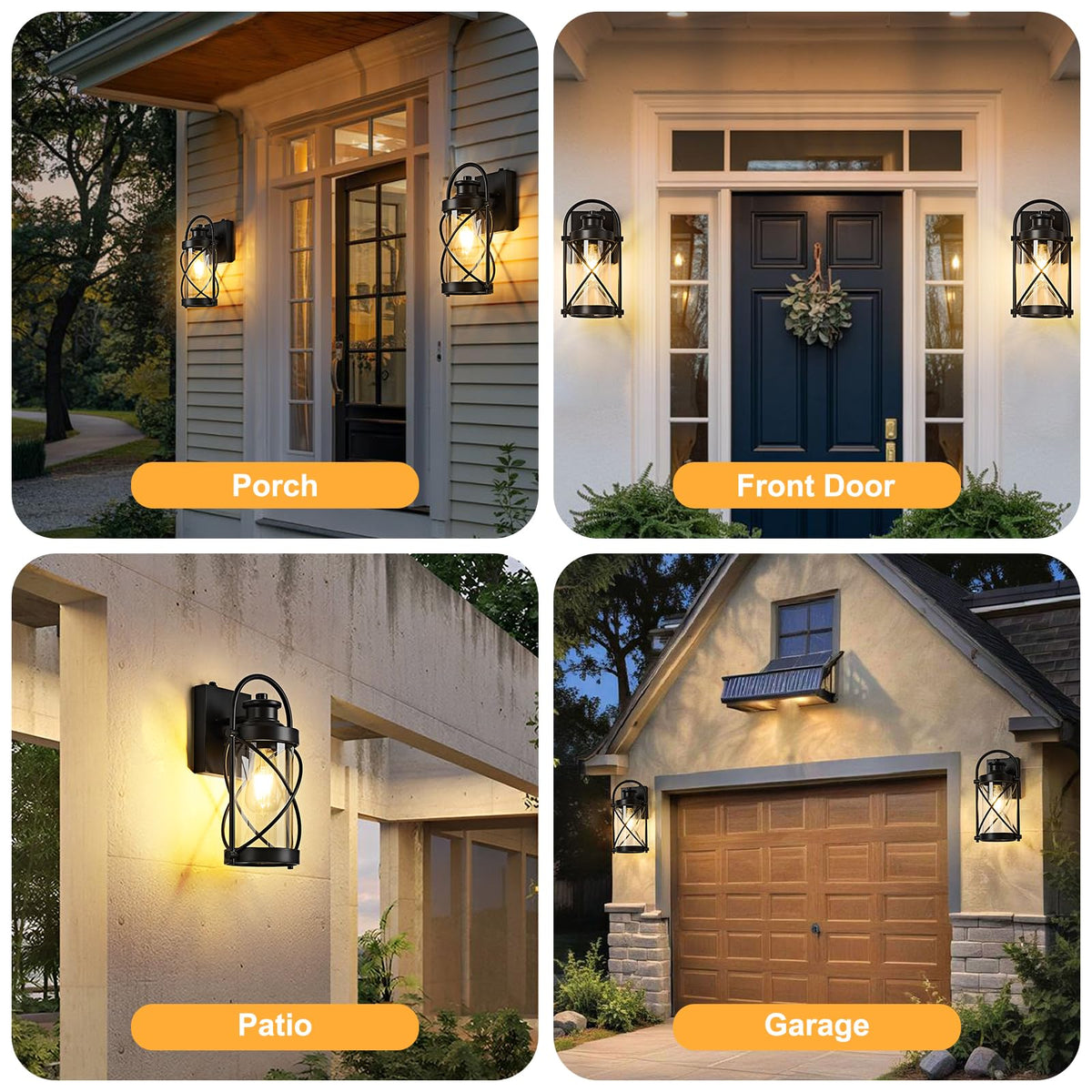 Dusk to Dawn Outdoor Wall Lights Fixtures (Black / 12.8''(2-Pack))