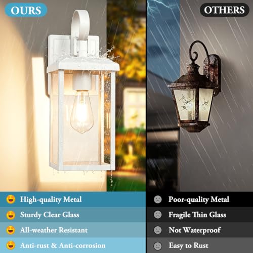 2 Pack 15” Outdoor Wall Light Fixtures (White / 15")