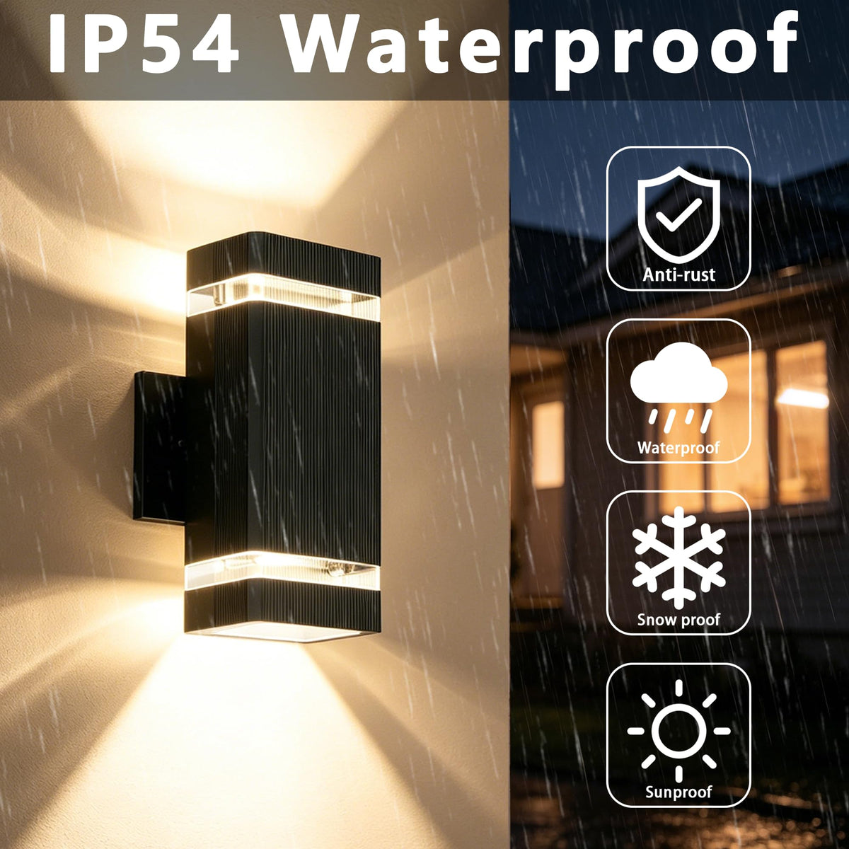 Outdoor Wall Lights (1 Layer / 1 Pack-Black)
