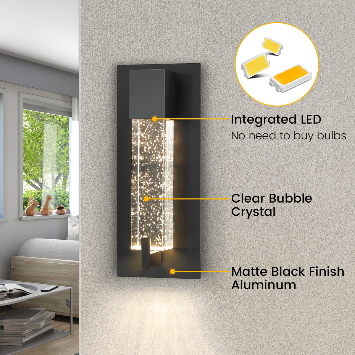 LED Wall Sconce Light (Black 11")
