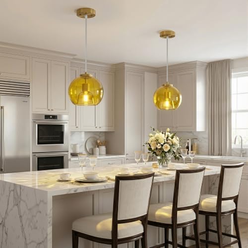 Yellow Glass Pendant Light Kitchen Island (Yellow(7.87 in) / 1-Pack)