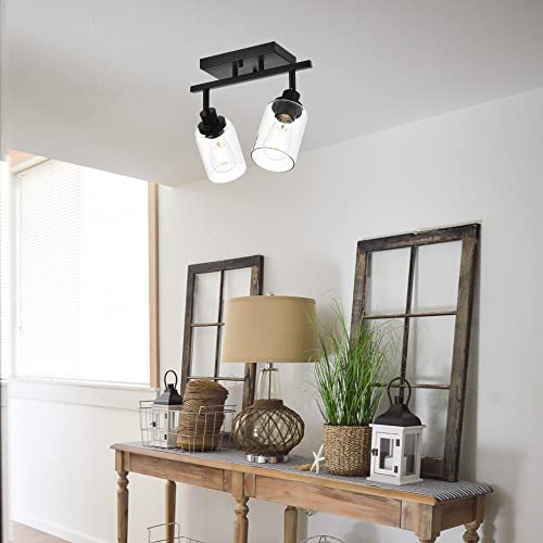 2 Light Wall Scone Spotlight Semi Flush Mount Ceiling Light (Black / 2-Light)