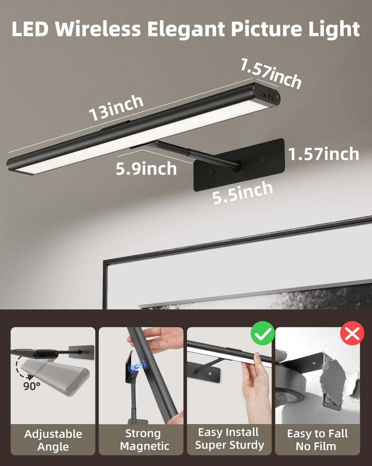 Picture Light for Wall (Black / 13inch)