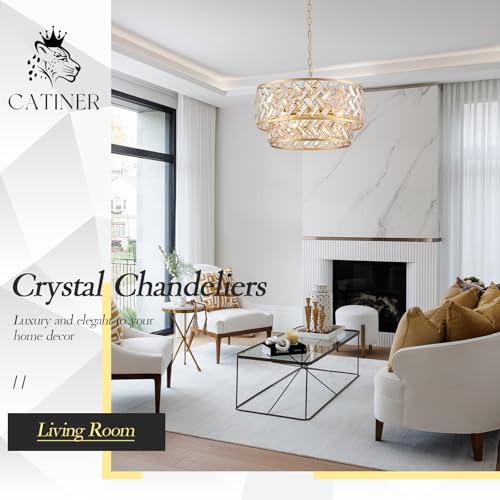24" Gold Crystal Chandelier (Big Drum Gold)