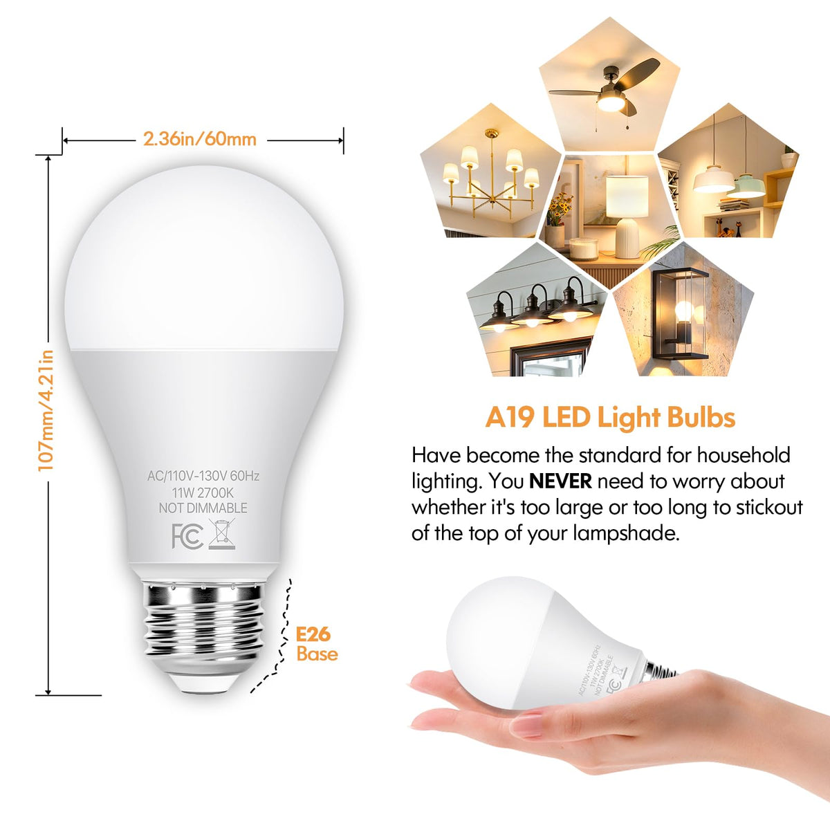 LED Light Bulbs 100 Watt Equivalent Warm White 2700K (2700k Warm White / 4 Count (Pack of 1))