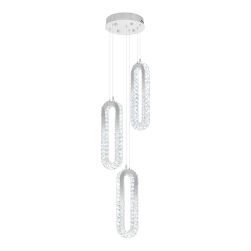 3 Light Modern Pendant Light Crystal Ring Chandelier Silver LED Pendant Lighting Fixture for Dining Room Kitchen Living Room Foyer Hallway Bedroom (Silver / 3 Rings (New))