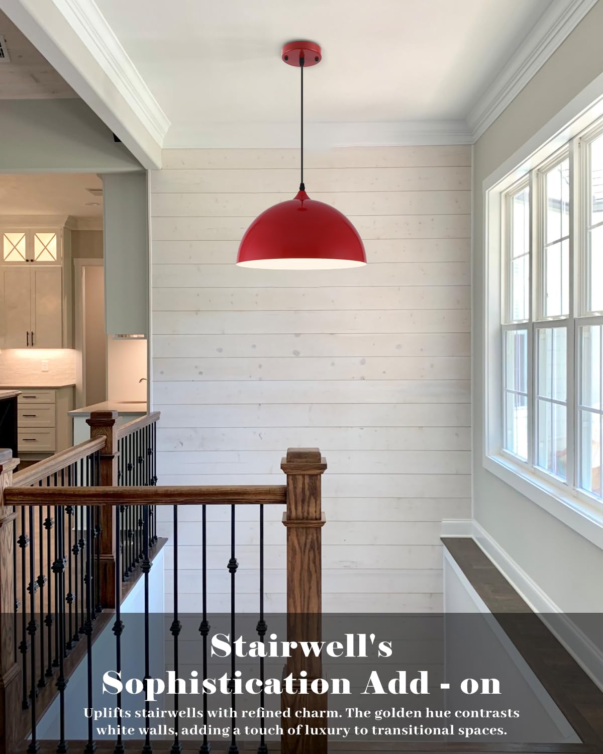 Red Pendant Lights Kitchen Island 2 Pack (Red / White / 14"x2)