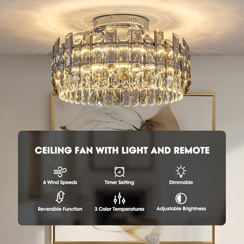 Flush Mount Ceiling Fan with Light