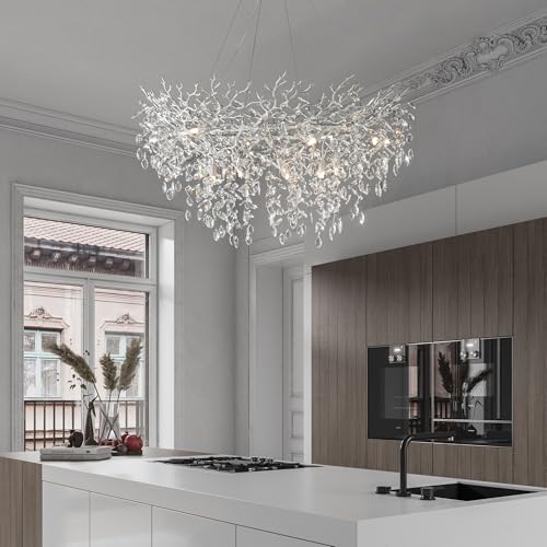 47" Silver Tree Branch Chandelier (Silver / Round-D47.2")