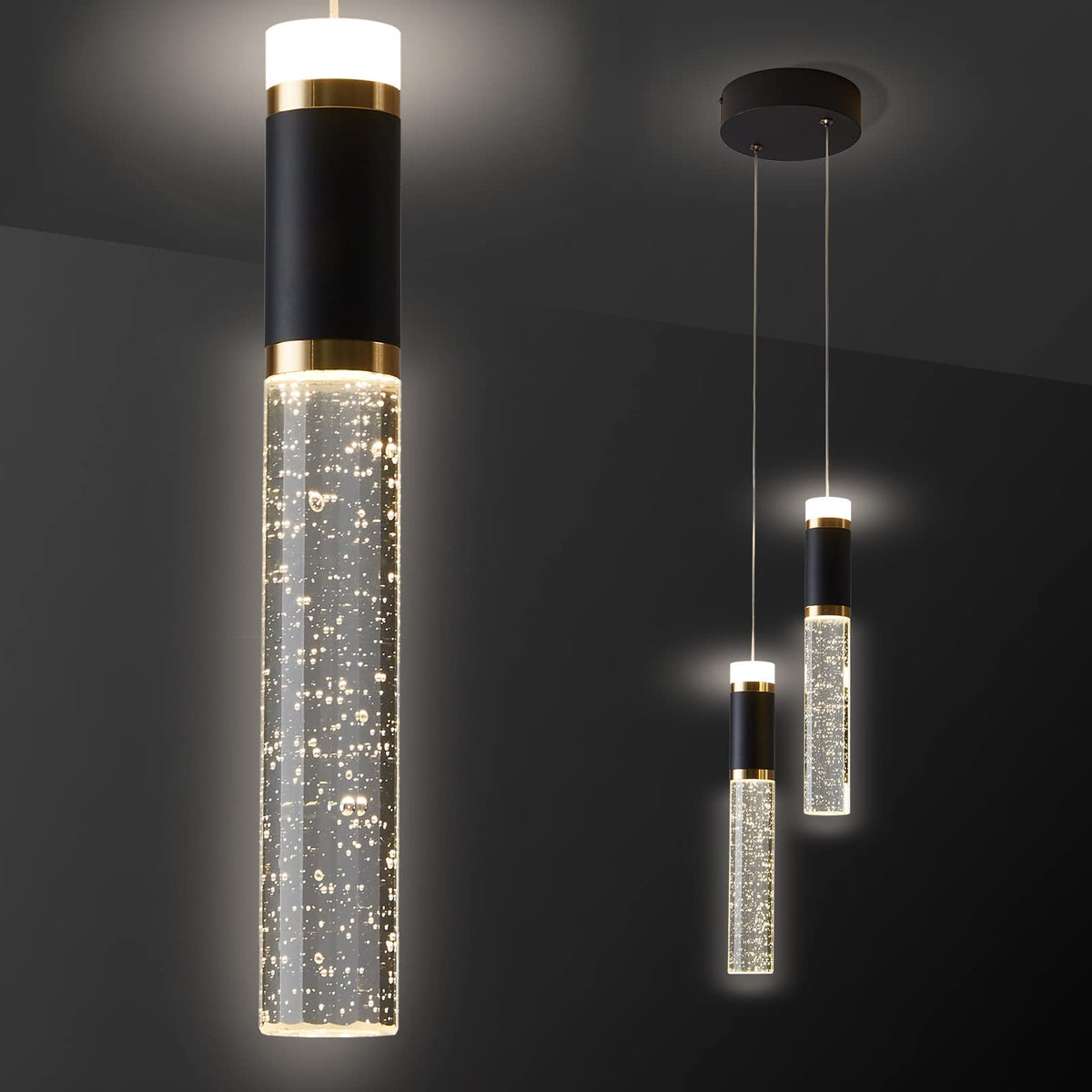 Led Pendant Light (Black / 2-Light)