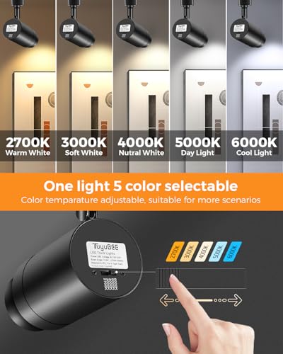5 Color Zoomable H Track Lighting Heads Dimmable 12W 12 Pack Black (Black / 12 Pack)