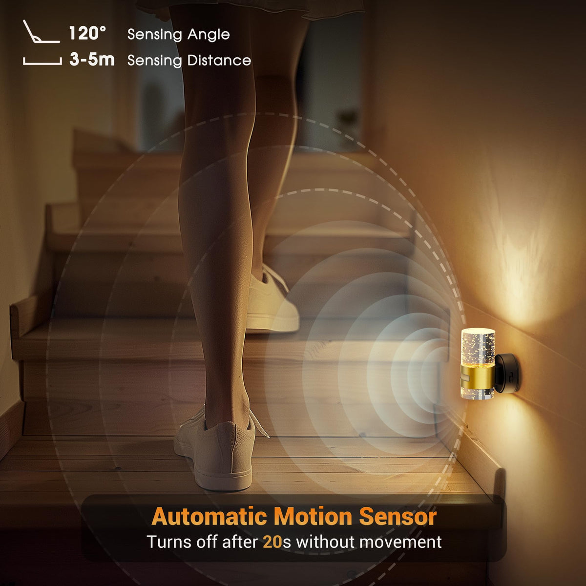 Motion Sensor Night Light (Gold-Battery)