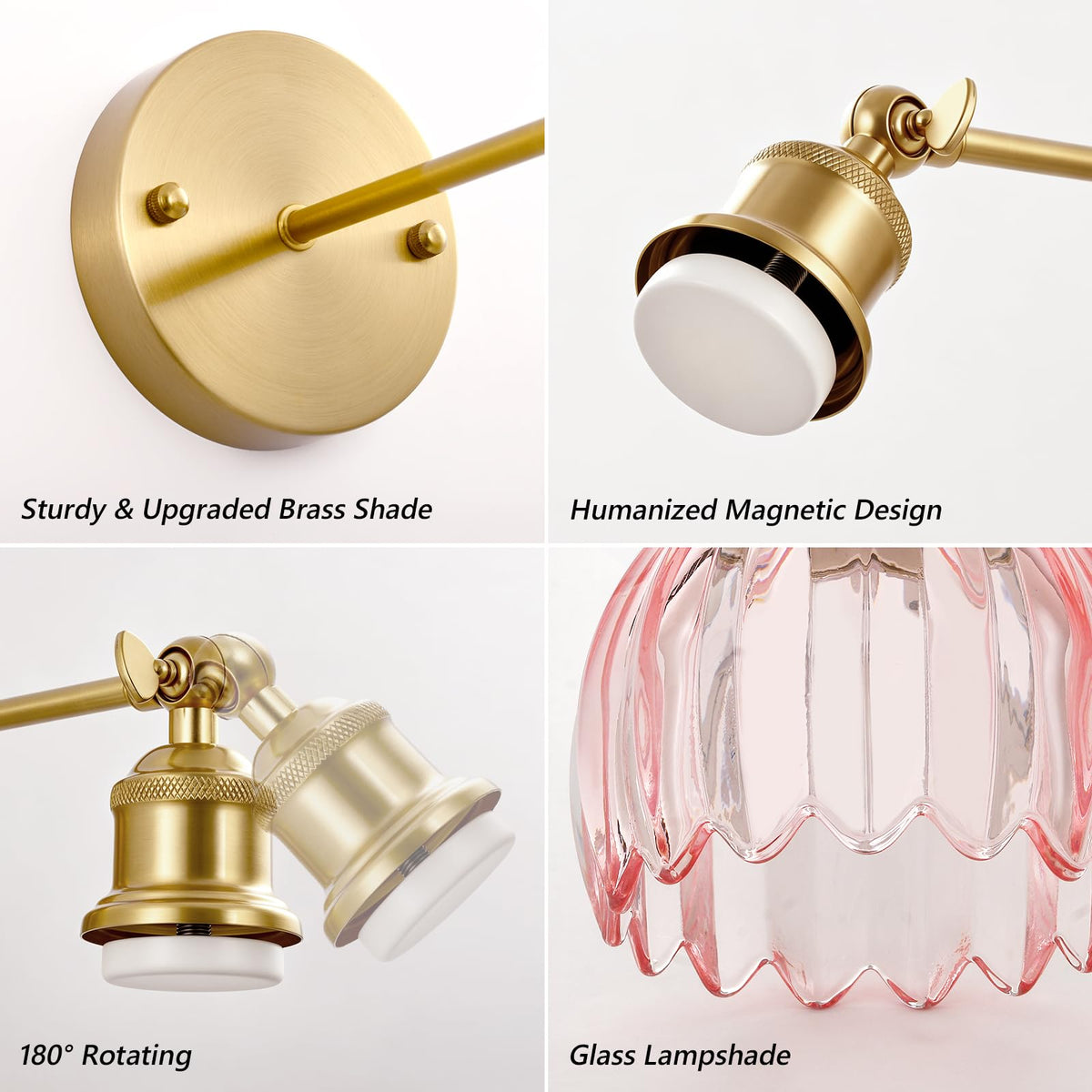 Vintage Battery Operated Wall Sconce (Gold-Pink / 16 inches)