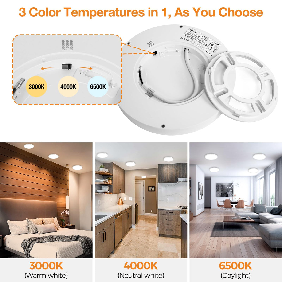 6Pack Flush Mount Ceiling Light (White / 7.5Inch-6Pack)