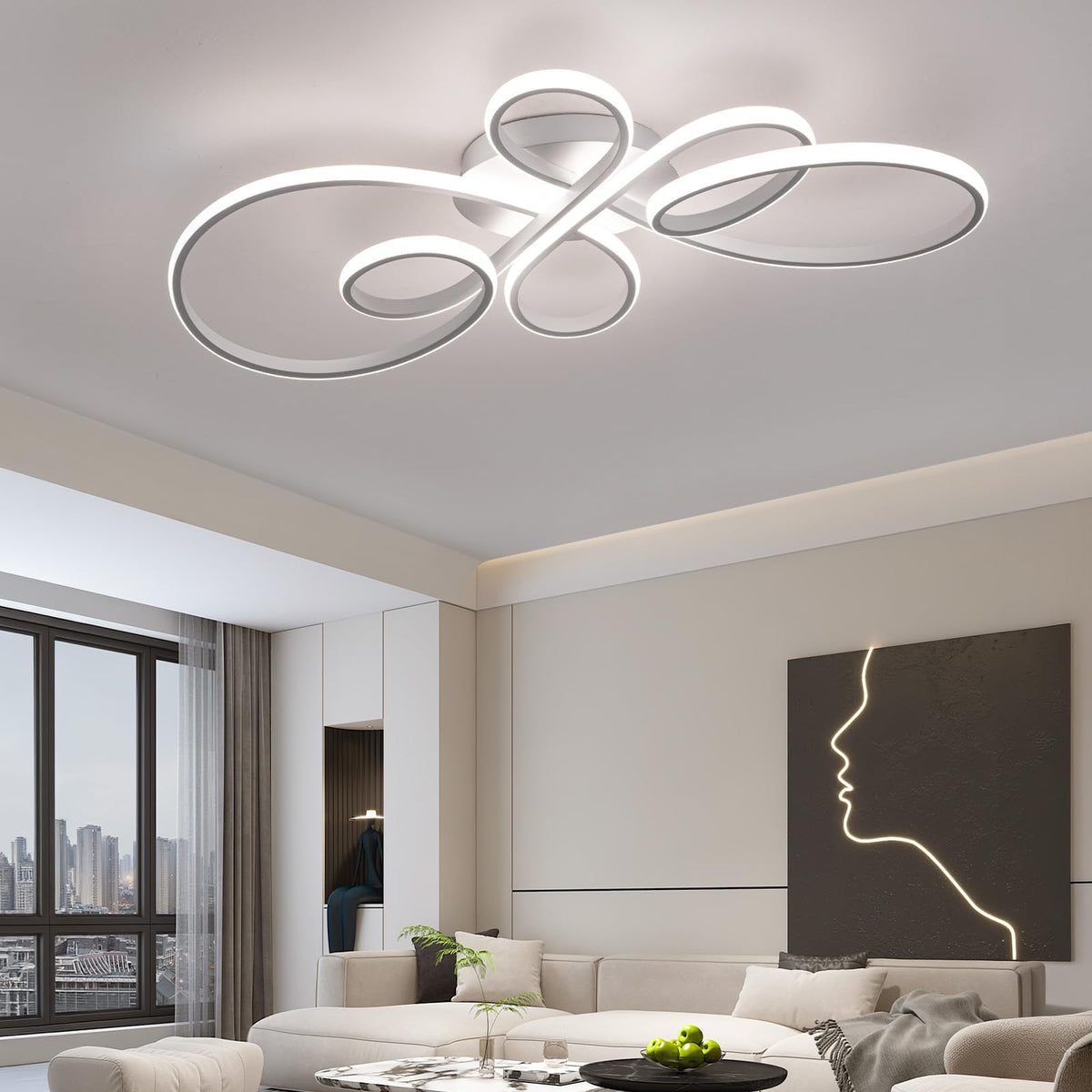 31.89Inch Modern LED Ceiling Light (White,31.89Inch)