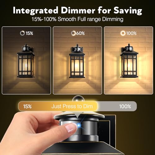 Outdoor Lights for House (Black(Gold Trim) / Motion Sensor-1 Pack)