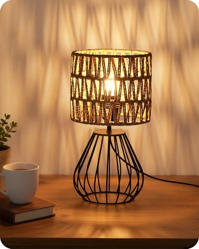 Rattan Table Lamp (Mesh + Black)