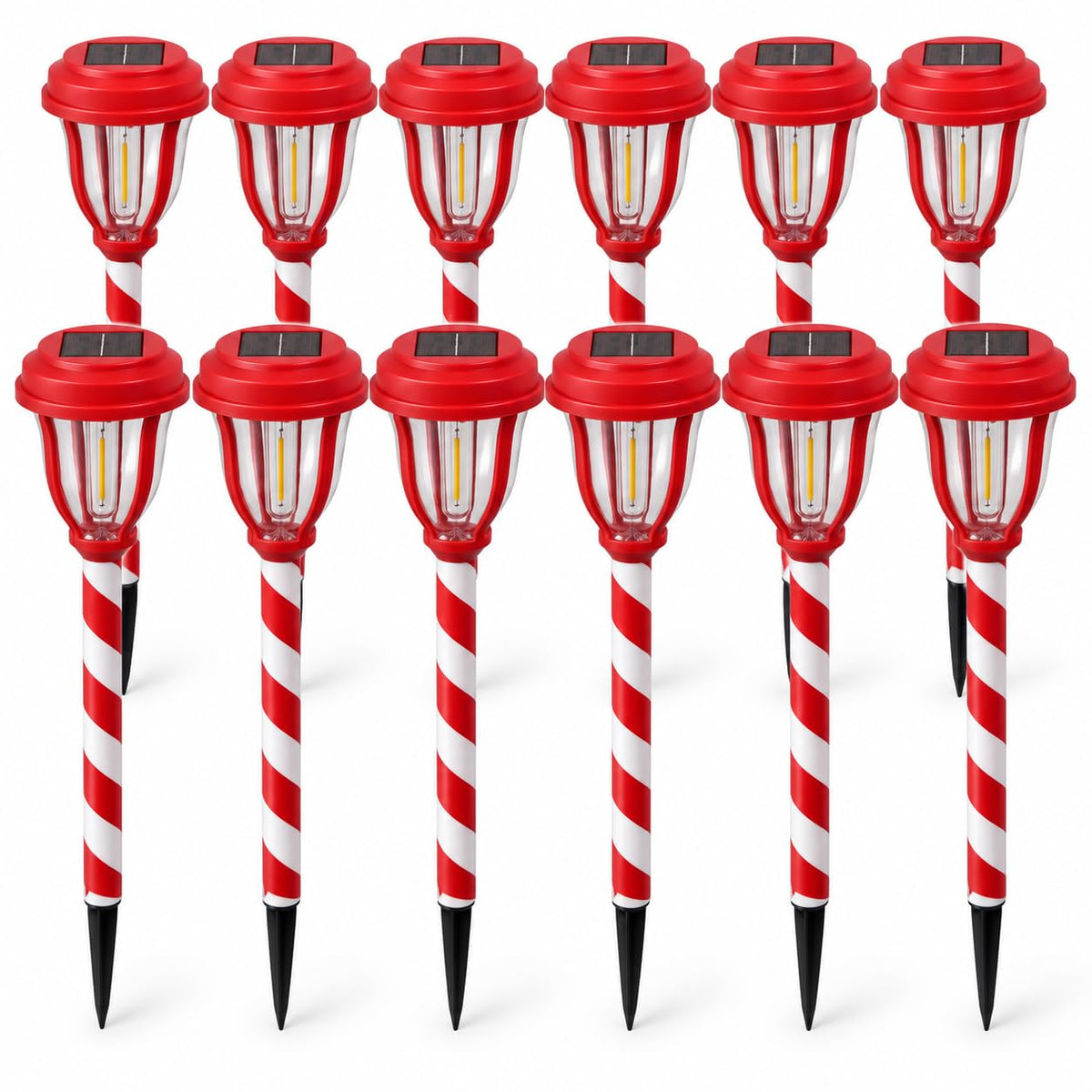 12 Pack Solar Lights Outdoor (12 Pack - Christmas)