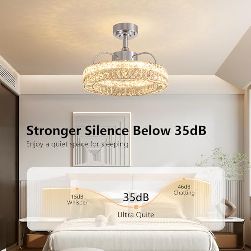 Crystal Ceiling Fans with Lights (Nickel - 21 Inch)