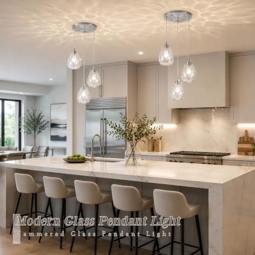 Nickel Glass Pendant Lights Kitchen Island 3 (Nickel, 3-Light / 6.3 Inch, 3-Light)