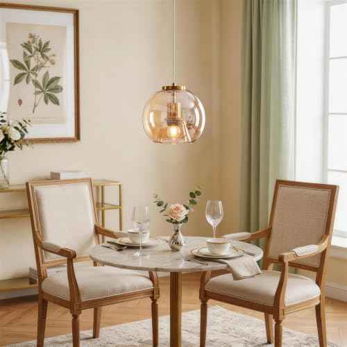 Champagne Gold Glass Pendant Light Kitchen Island (Champagne Gold(7.87 in) / 1-Pack)