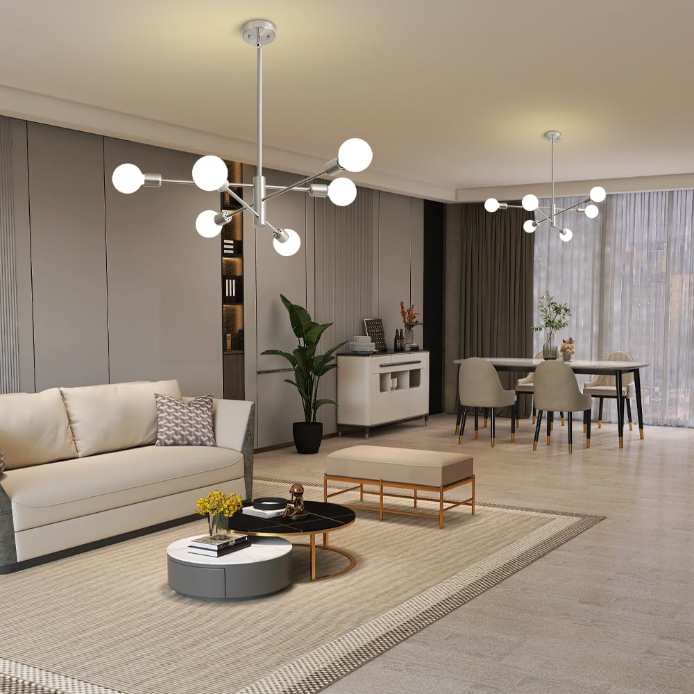 Chandeliers for Dining Room Brushed Nickel 6Light Modern Kitchen Chandelier (Brushed Nickel / 6-light)