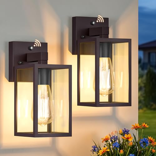 2 Pack Dusk to Dawn Outdoor Wall Light Fixtures (Dark Chocolate)