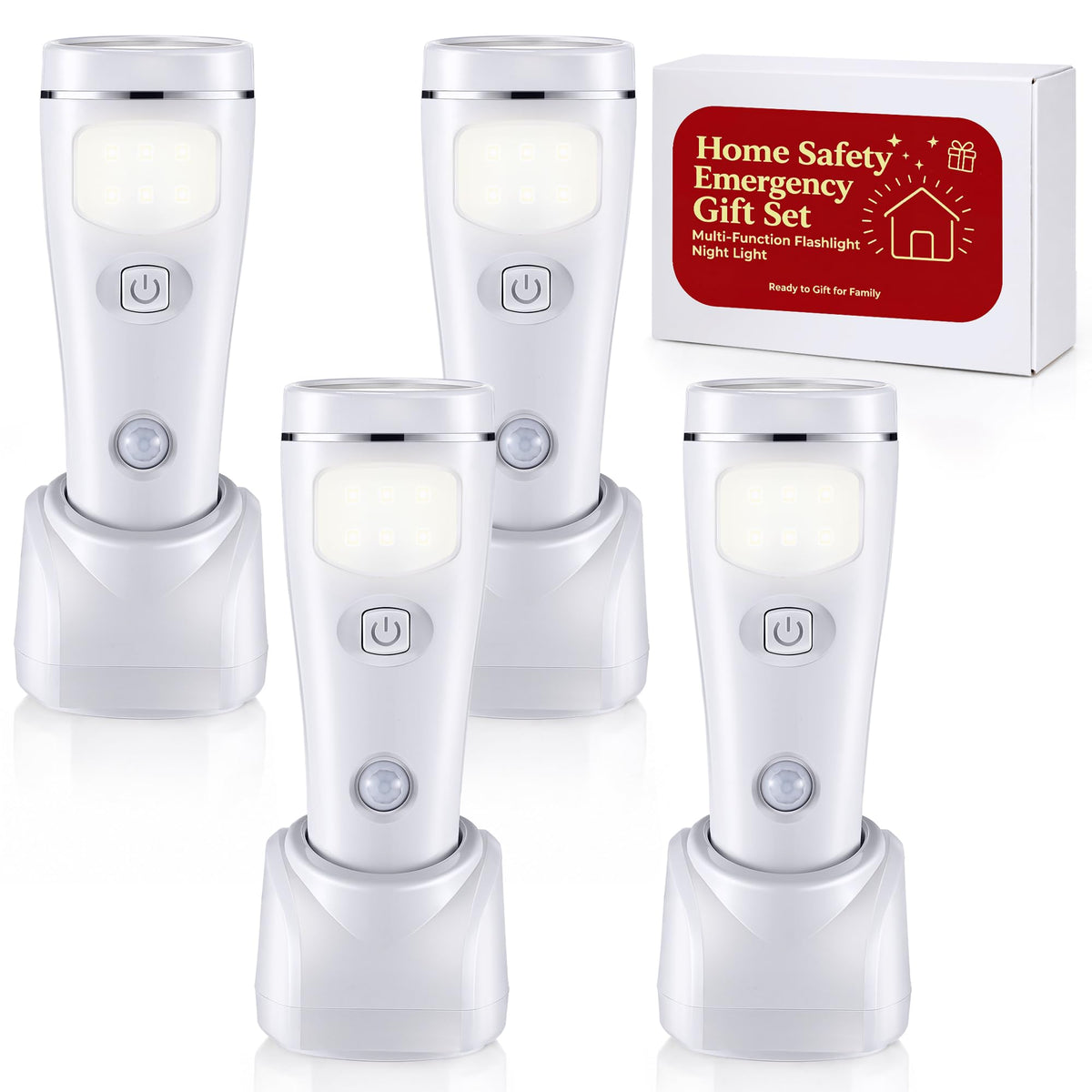 4 Pack 4 in 1 LED Emergency Lights for Home Power Failure (White)