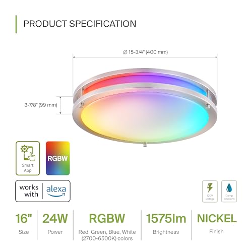 LED 16" Round Flush Mount Lighting (Brushed Nickel)