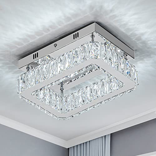 Mini Modern Crystal Chandeliers Flush Mount Ceiling Light Fixture LED Mini Chandeliers with Crystals Hallway Light Bedroom Locker Chandelier