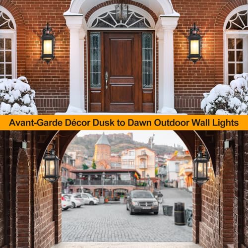 Motion Sensor Porch Lights Dusk to Dawn 19 Inch Large (Modern Matte Black / Motion Sensor)