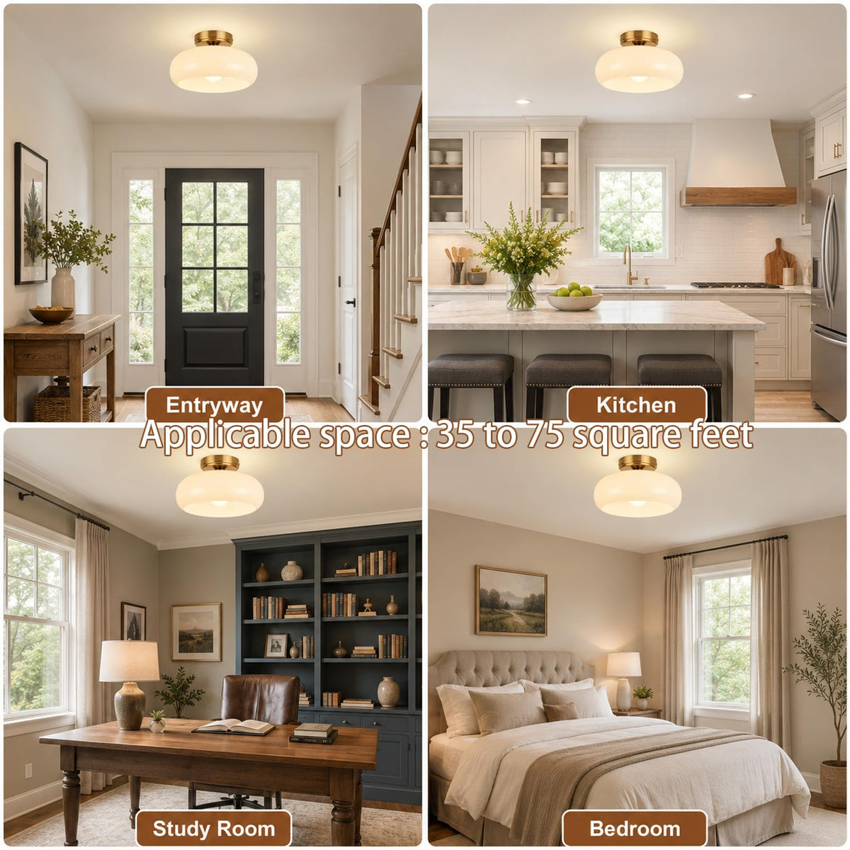 Small Semi Flush Mount Ceiling Light Fixture (Milk White A)