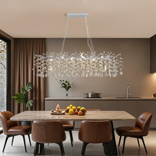Modern Crystal Tree Branches Chandelier (Silver / Rectangular 47.5")