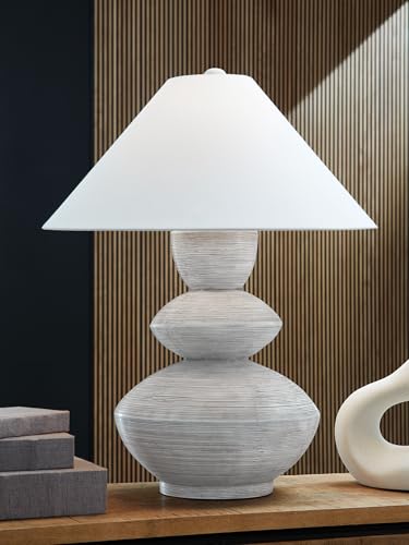 Table Lamp 30" Gourd (Distressed White/Gray / Table Lamp)