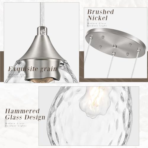 Nickel Glass Pendant Lights Kitchen Island 3 (Nickel, 3-Light / 6.3 Inch, 3-Light)