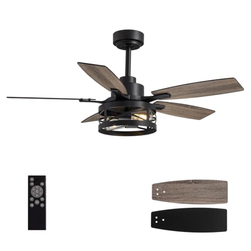 Inch Ceiling Fan with Light and Remote Control (Black / 42 Inch)