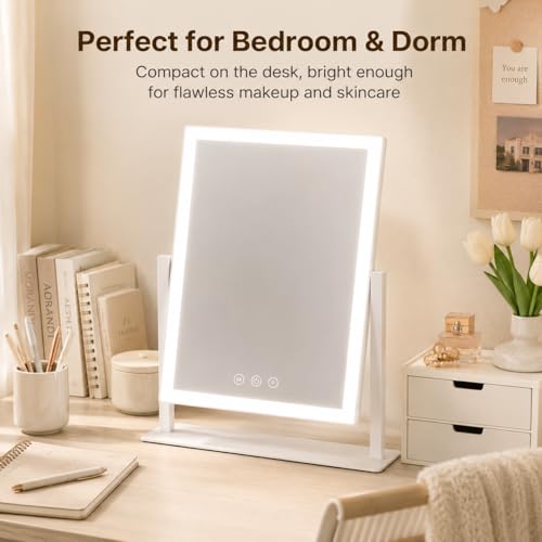 16"x13" Vanity Mirror with Lights (White / 16"L x 13"W)
