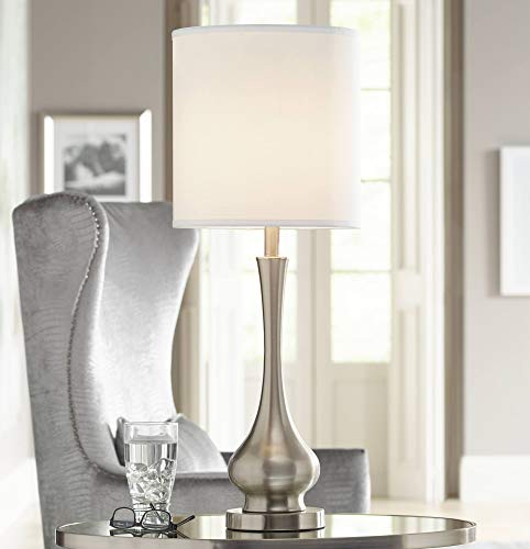 Luffa 32" Large Table Lamp Silver Sleek Brushed Nickel Skinny Gourd
