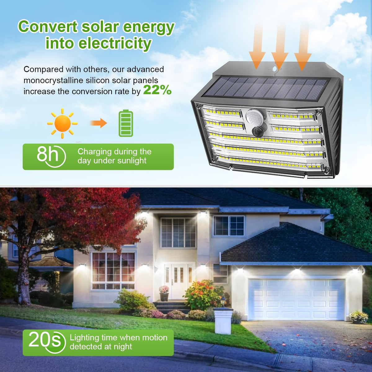 Solar Lights Outdoor [𝟖 𝐏𝐚𝐜𝐤 (Cool White / 8 Pack)