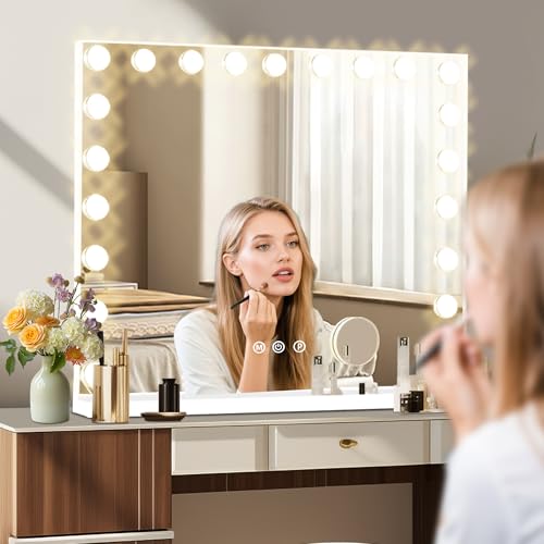 Vanity Mirror with Lights (White / 40"L x 30"W)