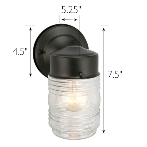 Jelly Jar Outdoor Wall Light (Matte Black / Farmhouse)