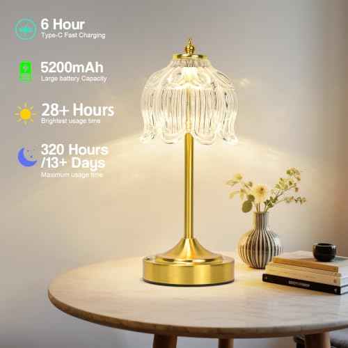 Cordless Table Lamp (Flower Clear)